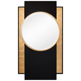 "Modern Elegance Gold and Black Wall Mirror", 37"x65", Beveled Center Round Mirror Featuring a  Black and Gold Foiled Iron Frame