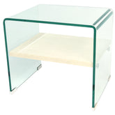 Golden Brilliance - Bent Tempered Glass with Insert Lamp Table