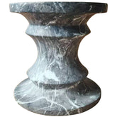 Midnight Pillar Travertine Stone Finish Italian Design MGO Side Accent Table, size 16 in. x 16 in. x 18 in., Perfect for both indoor and outdoor spaces.