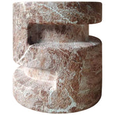 Sculpted Sands Travertine Stone Finish Italian Design MGO Side Accent Table, size 14 in. x 14 in. x 18 in., Perfect for both indoor and outdoor spaces.