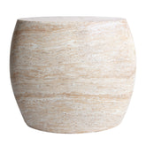 Oval Travertine Stone Finish Italian Design MGO Side Accent Table,size 17.1"x25"x20.5" perfect for both indoor and outdoor settings.