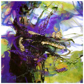 "Vibrant Essence I", a stunning 40"x40"x1.5" Crystallus Epoxy Coated Gallery Wrapped Canvas featuring heavy acrylic crystal shard embellishments, gold foil accents, colored diamond crystal