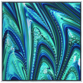 "Ocean Waves I", a stunning 24"x24"x1.4" Crystallus Epoxy Coated Gallery Wrapped Canvas featuring heavy acrylic crystal shard embellishments on a dark silver frame, colored diamond crystal