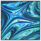 "Ocean Waves II", a stunning 24"x24"x1.4" Crystallus Epoxy Coated Gallery Wrapped Canvas featuring heavy acrylic crystal shard embellishments, on a dark silver frame, colored diamond crystal