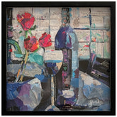 World of Wineries - Hand-Made Dimensional Art Collage, Under Glass, Encased on a Black Shadowbox Frame