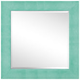 Teal Metallic Shagreen Leather Framed Beveled Mirror