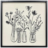 Bottled Blooms - Raised Puff Print on Framed Linen