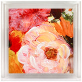 Yellow and Violet Flowers A - High Resolution Giclee Printed Canvas Framed in Contemporary Clear Acrylic Frame