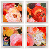 Yellow and Violet Flowers ABCD - High Resolution Giclee Printed Canvas Framed in Contemporary Clear Acrylic Frame