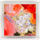 Yellow and Violet Flowers D - High Resolution Giclee Printed Canvas Framed in Contemporary Clear Acrylic Frame