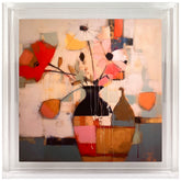 Still Life Flowers I - High Resolution Giclee Printed Canvas Framed in Contemporary Clear Acrylic Frame