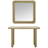 Modern and Curvilinear High Gloss Gold Lacquer Mirror and Console Set