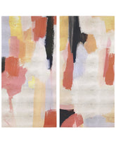 "Vibrant Harmony I & II" Lively Abstract Rendered on Gold Metallic Shagreen Wrapped Canvas Wall Art Set, sized 48"x24"