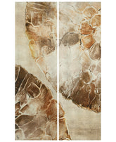 "Golden Layers I & II" Abstract artwork Rendered on Gold Shagreen Wrapped Canvas Wall Art Set, sized 72"x22"
