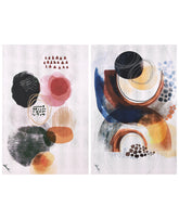 "Colorful Harmony I & II", Colorful Abstract Rendered on Silver Shagreen Wrapped Canvas Wall Art Set, sized 60"x40"