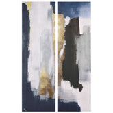 "Silver Elegance I & II", Abstract Artwork Rendered on Silver Shagreen Wrapped Canvas Wall Art Set, sized 72"x22"