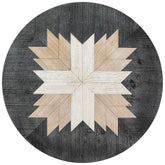 Timeless Radiance - Handcrafted Round Wood Wall Art with Intricate Geometric Patterns and Natural Textures