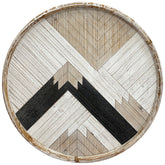 Chevron Elegance - Handcrafted Round Wood Wall Art with Intricate Geometric Patterns and Natural Textures