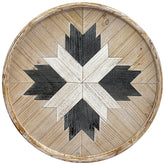 Northern Compass - Handcrafted Round Wood Wall Art with Intricate Geometric Patterns and Natural Textures