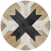 Compass Rose - Handcrafted Round Wood Wall Art with Intricate Geometric Patterns and Natural Textures