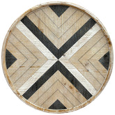 Timeless Chevron - Handcrafted Round Wood Wall Art with Intricate Geometric Patterns and Natural Textures