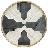 Timeless Intersection - Handcrafted Round Wood Wall Art with Intricate Geometric Patterns and Natural Textures
