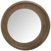 Modern and Curvilinear Walnut Wood Veneer Mirror