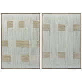 Neutral Layers and Quiet Grid - Contemporary Artistry Meticulously Crafted with Woven Threads