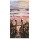 "Sunset Pathway", Beach Sunset on Silver Shagreen Gallery Wrapped Wall Art, sized 48"x24".