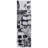 "Monochrome Abstract Panel II", Black&White Artwork on Silver Shagreen Gallery Wrapped Wall Art, sized 72"x22"