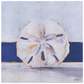 "Coastal Serenity I", Sand Dollar Rendered on Silver Metallic Shagreen Gallery Wrapped Wall Art, sized 22"x22"