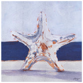 "Coastal Serenity II", Starfish Rendered on Silver Metallic Shagreen Gallery Wrapped Wall Art, sized 22"x22"