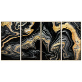 "Golden Veins Set" Crystallus Epoxy Coated Wrapped Framed Glossy Abstract Canvas Wall Art with Heavy Acrylic Crystal Shards Embellishments, Gold Foil Accents