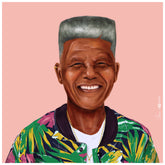 "Hip Nelson Mandela" Frameless Free Floating Reverse Printed Tempered Art Glass Wall Art