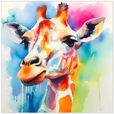 "Vibrant Majesty II" Giraffe Frameless Free Floating Reverse Printed Tempered Art Glass Wall Art