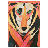 "Vibrant Majesty", Tiger Rendered on Gold Shagreen Gallery Wrapped Wall Art, sized 60"x40"