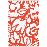 "Scarlet Blooms I" Red Brush Floral Frameless Free Floating Reverse Printed Tempered Art Glass Wall Art
