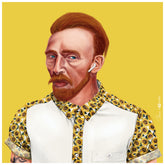 "Hip Vincent Van Gogh" Frameless Free Floating Reverse Printed Tempered Art Glass Wall Art