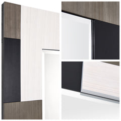 "Geometric Blocks" Hand Made Solid Paulownia Wood Beveled Leaner Mirror size 80" x 40"