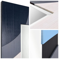 "Blue Waves" Hand Made Solid Paulownia Wood Beveled Leaner Mirror size 80" x 40"
