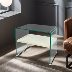 Golden Brilliance - Bent Tempered Glass with Insert Lamp Table