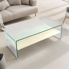 Golden Brilliance - Bent Tempered Glass with Insert Cocktail Table