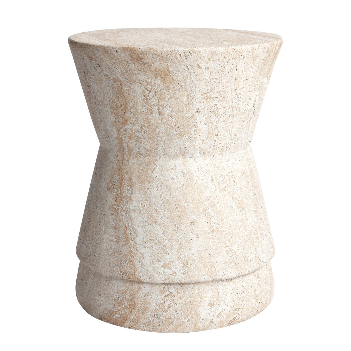 Hourglass Travertine Stone Finish Italian Design MGO Side Accent Table