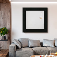 Black on Black Metallic Shagreen Leather Framed Beveled Mirror
