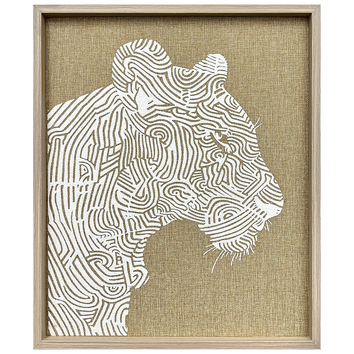 Threaded Safari - Raised Puff Print on Framed Burlap