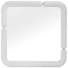 Modern and Curvilinear High Gloss White Lacquer Mirror
