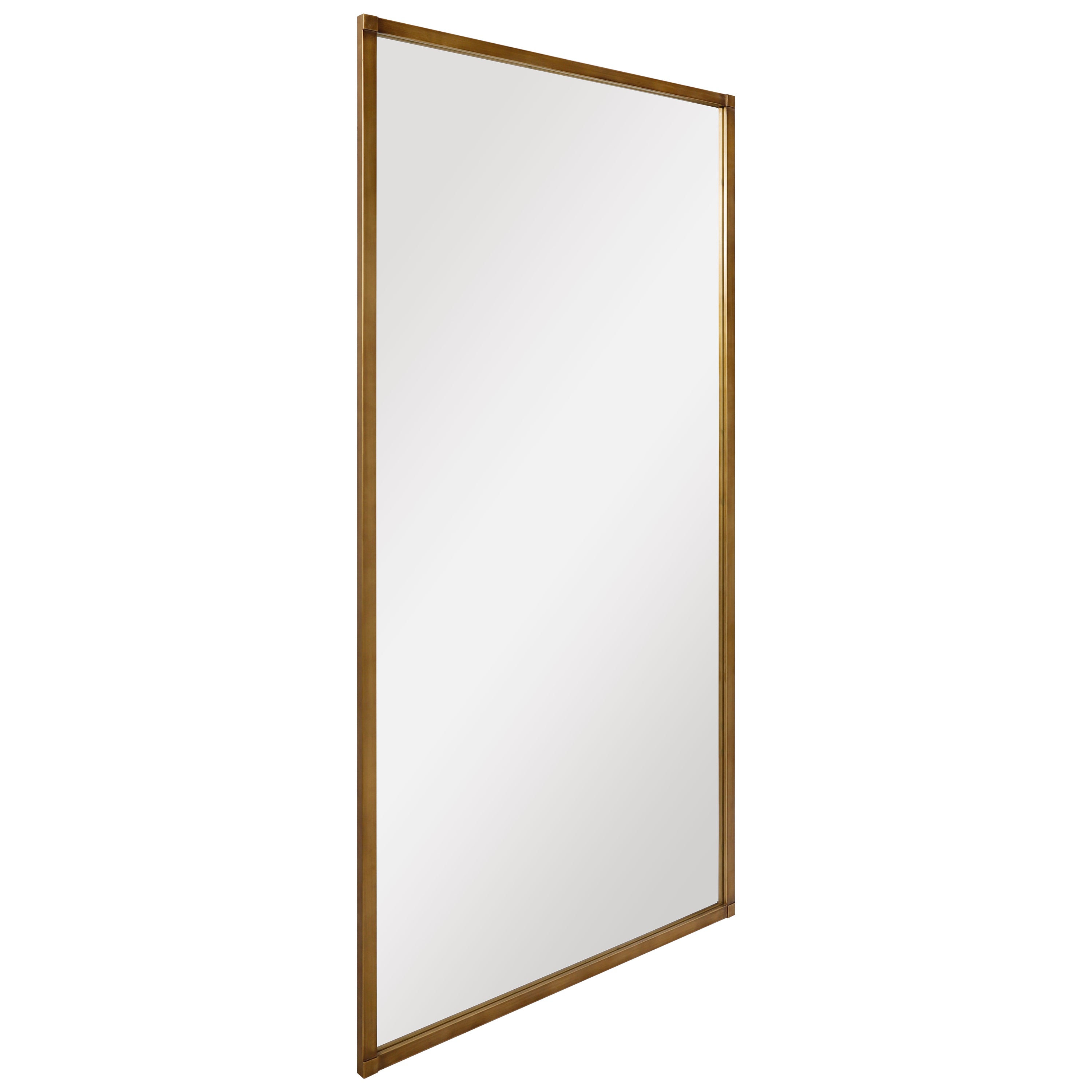 Brushed Gold Metal Framed Rectangular Wall Mirror, 80"x40"
