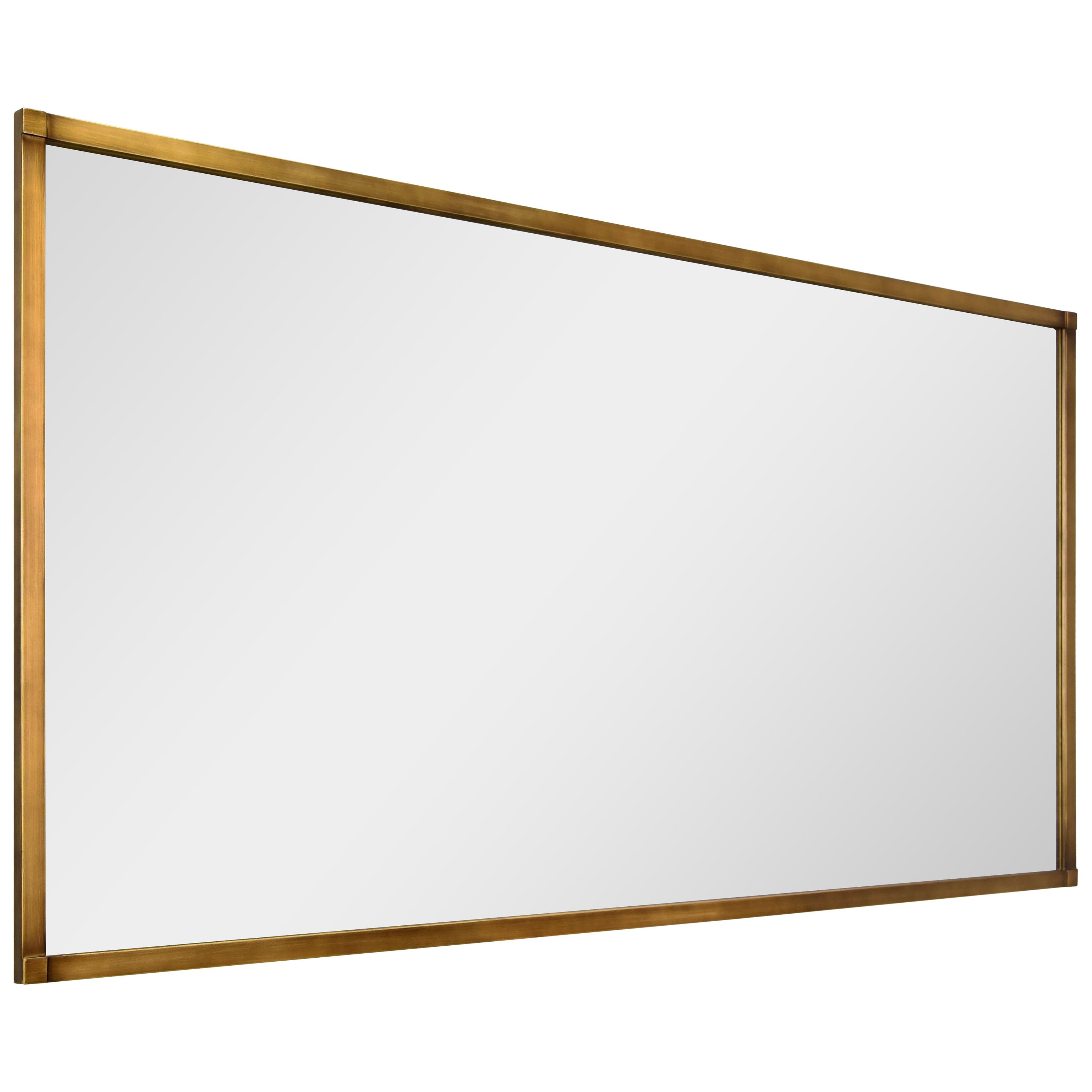 Brushed Gold Metal Framed Rectangular Wall Mirror, 80"x40"