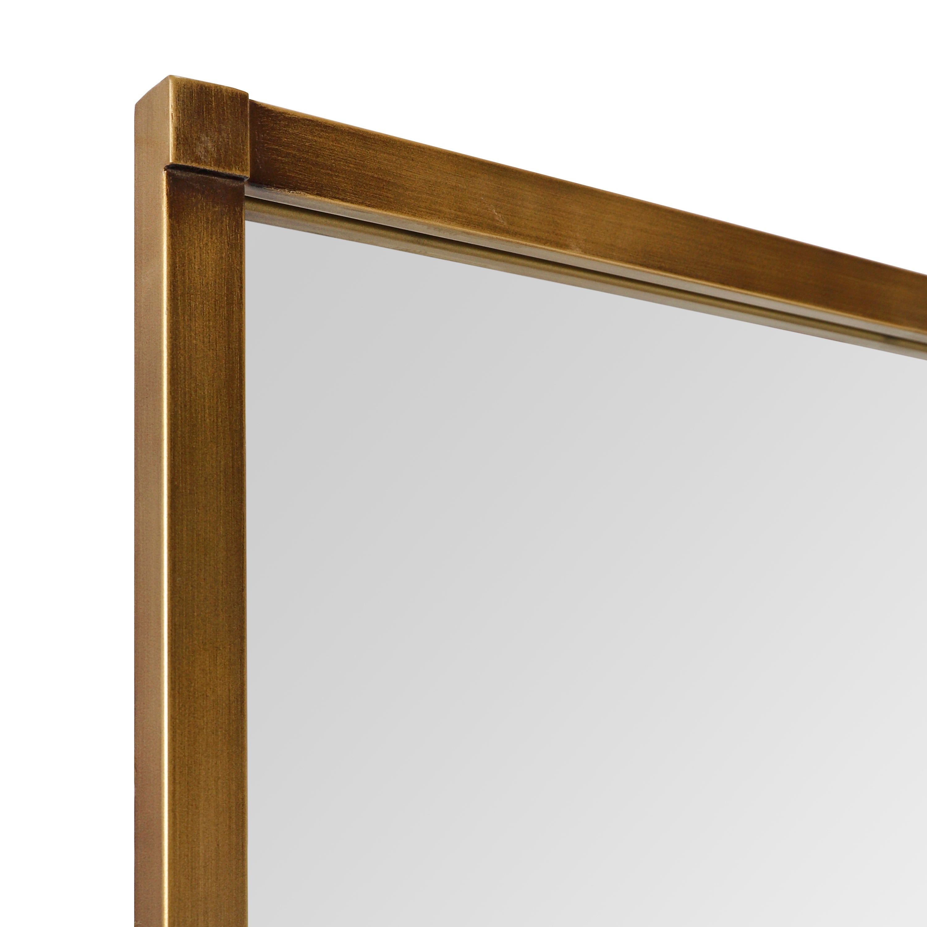 Brushed Gold Metal Framed Rectangular Wall Mirror, 80"x40"