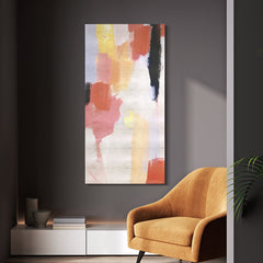 "Vibrant Harmony I" Lively Abstract Rendered on Gold Metallic Shagreen Gallery Wrapped  Wall Art, sized 48"x24"